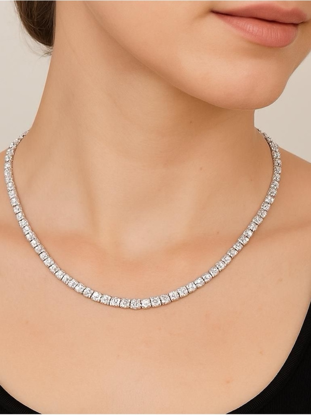 Marchesa Silver-Tone Clear Stone Tennis Necklace